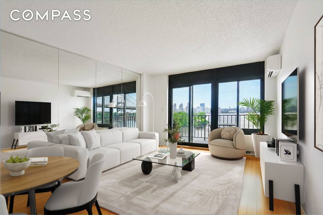Newly renovated, waterfront 1BR 1BA, in doorman building with full length private balcony.