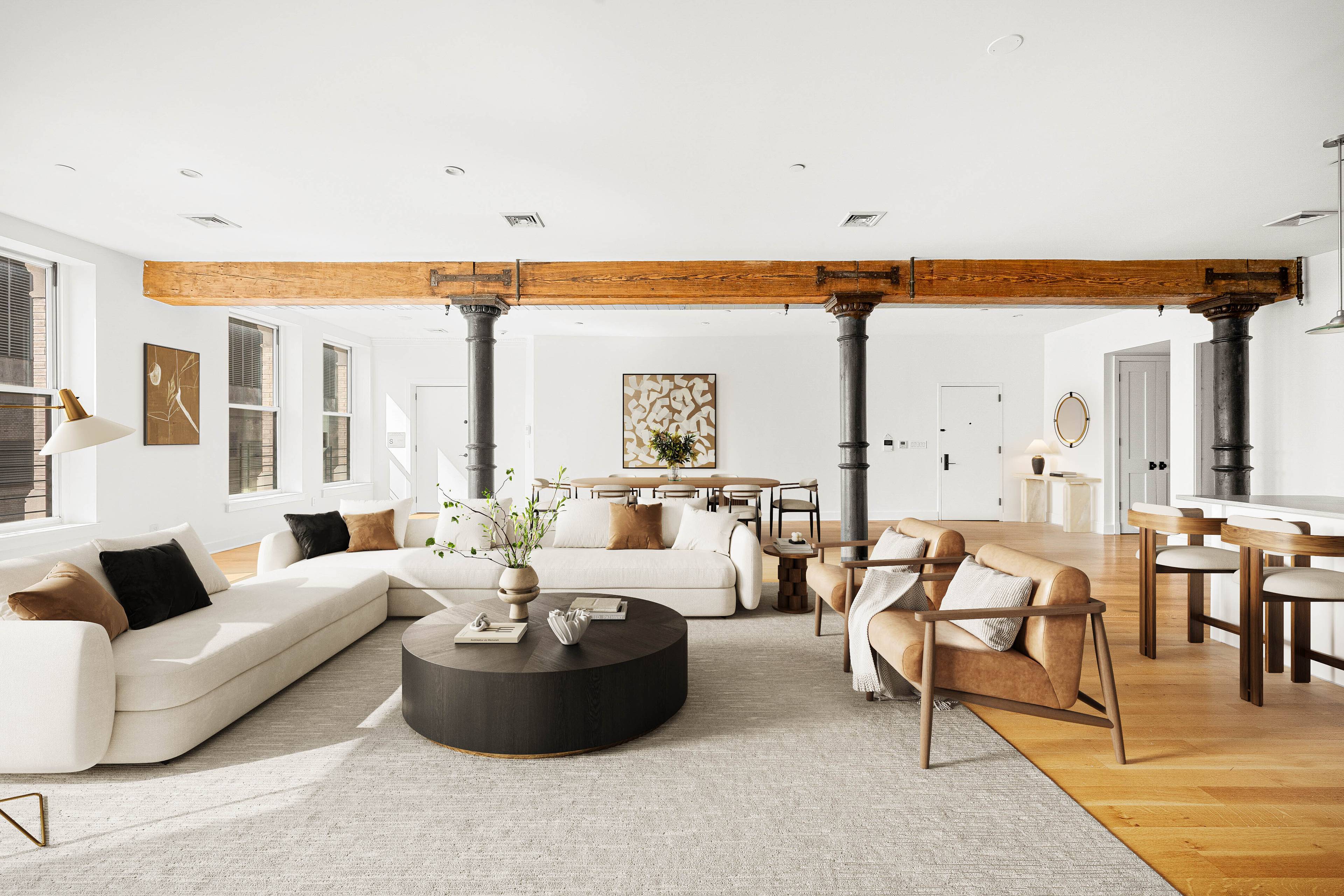 Massive Downtown Loft with Authentic Details amp ; Light This true 3, 000 sq ft loft offers rare scale, character, and quiet tucked away where SoHo meets Tribeca, just off ...