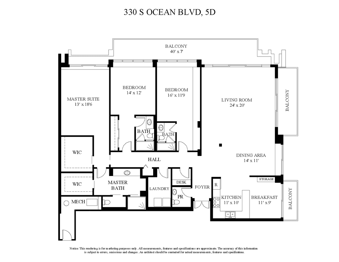 Pristine 3 bedroom, 3. 5 bath top floor residence capturing picturesque ocean views.