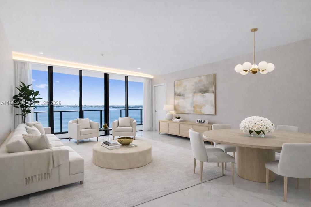 Price Improvement ! Spectacular high floor flow through residence featuring breathtaking panoramic views of Biscayne Bay and the Miami skyline.
