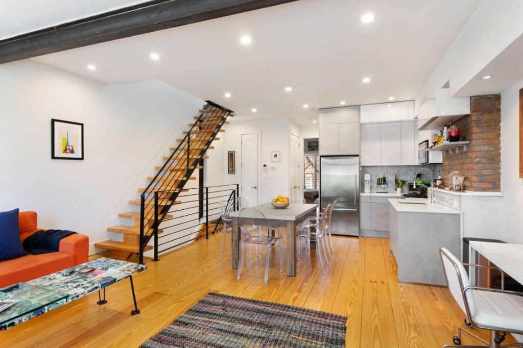 86 Visitation Place is a gut renovated two family townhouse on a quiet block between Van Brunt and Richards, in the heart of Red Hook.