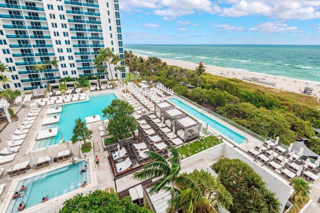 Beautifully remodeled oceanfront studio with balcony boasting commanding views of the ocean and 1 Hotel pool area.