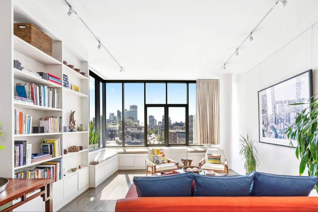 A loft like residence defined by open skyline views, strong natural light, and notable architectural pedigree.