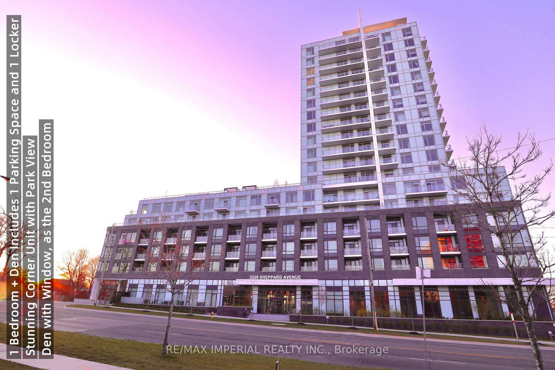 Welcome To This Bright And Spacious 1 Bedroom Den Condo At 3220 Sheppard Ave E, Located In A 3 Years New Building.