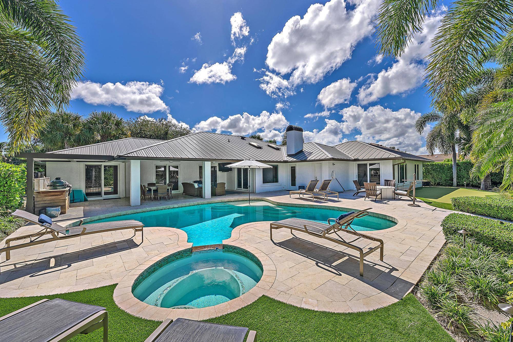 Turnkey waterfront estate in exclusive 47 home gated community in Palm Beach Gardens.