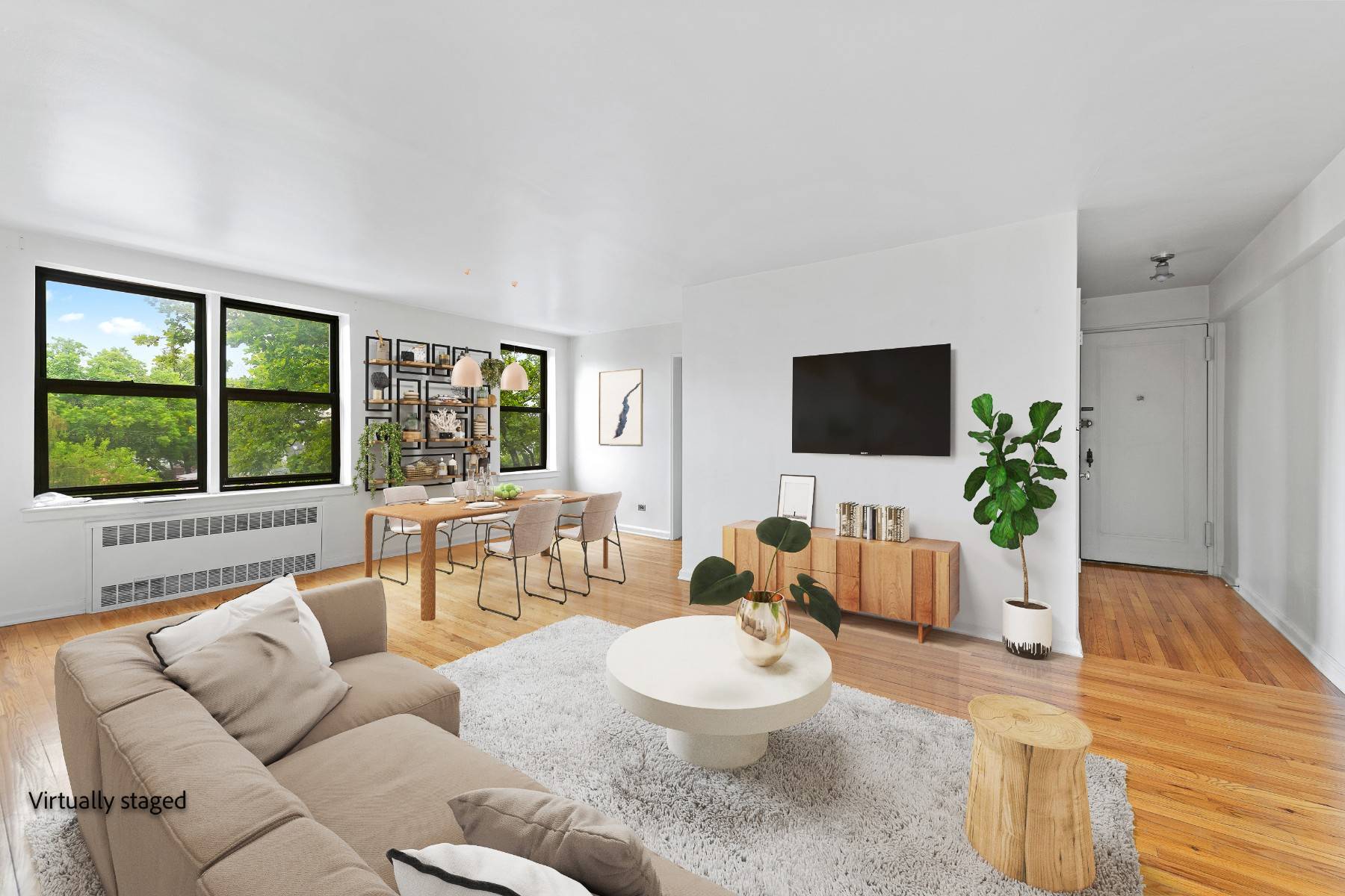 Spacious 2 bedroom 1 bath apartment located in an elevator building on a charming tree lined block off of shore road.