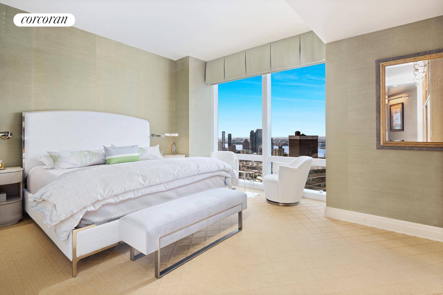 Stunning Central Park and Hudson River views are captured from this impeccably designed two bedroom, two and a half bathroom corner residence, perched on the 61st floor of the prestigious ...