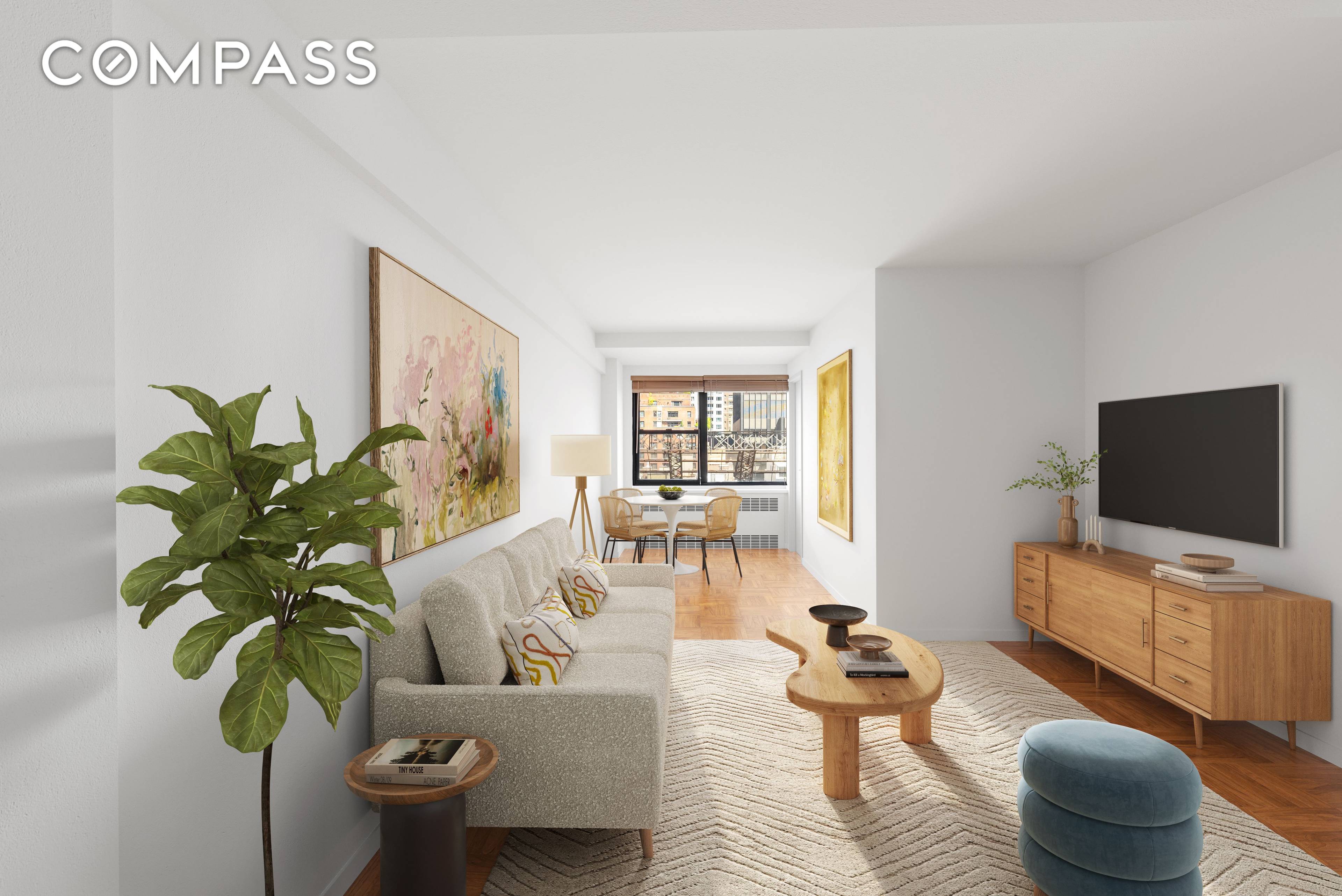 Bright and generously sized junior 4 that is currently configured as a 2 bedroom but could easily be converted to its original 1 bedroom layout with a dining area off ...