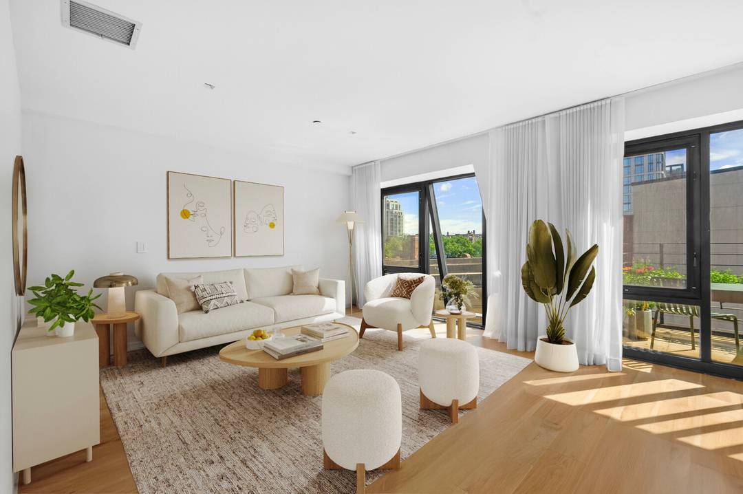 Welcome home to Residence PHA a sun filled duplex penthouse with 3 private outdoor spaces in the heart of Williamsburg.