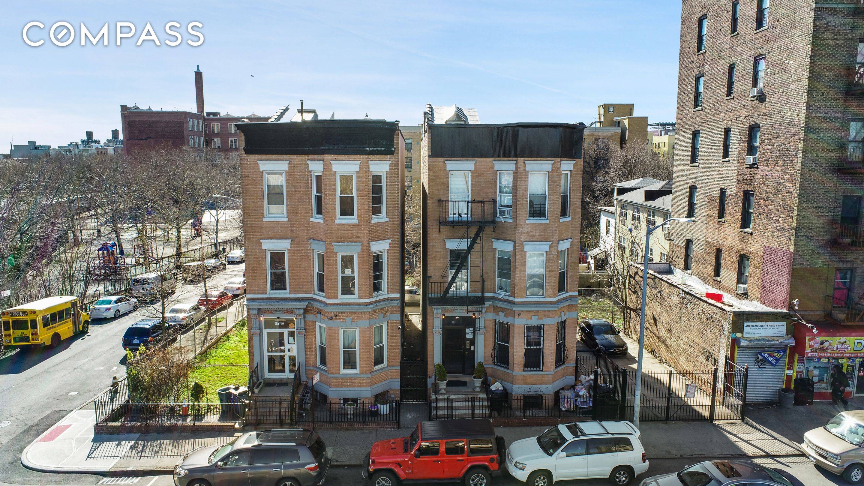 Two Multi family Townhouses side by side ; the lot size for each property is 41x120 and has R7 1 Zoning.