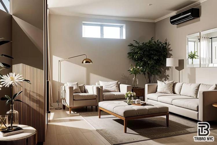 Modern 2BR 2BA This spacious, sunlit 2 bedroom, 2 bathroom apartment features sleek finishes, large windows, and private bathrooms for each bedroom.