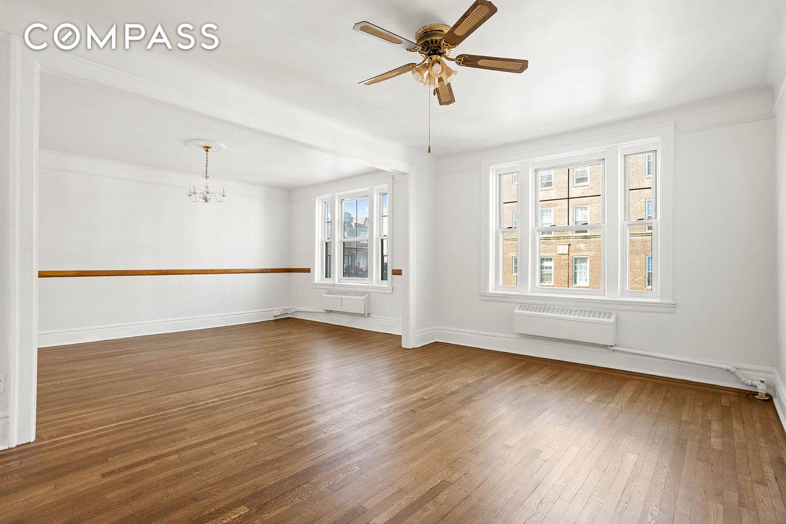 Create your Jackson Heights dream home in this corner two bedroom, one bedroom co op featuring a spacious open layout and wonderful natural light.