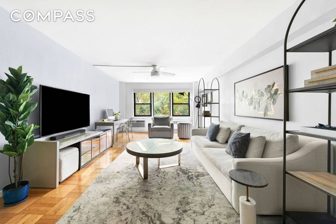 Flooded with southern light, this beautifully renovated one bedroom, one bath home at Dover House blends timeless elegance with modern comfort.