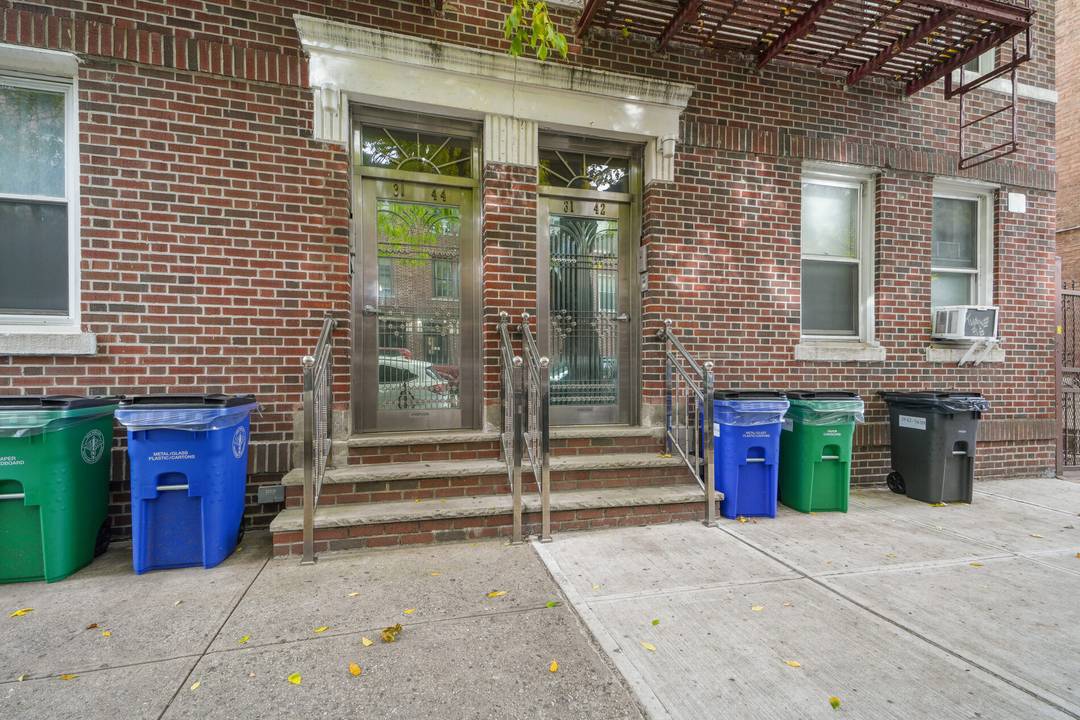 6 unit building 1 bed, one bath, and five 2 bed, one bath units with 3 parking spaces available for sale on a quiet block in Astoria.