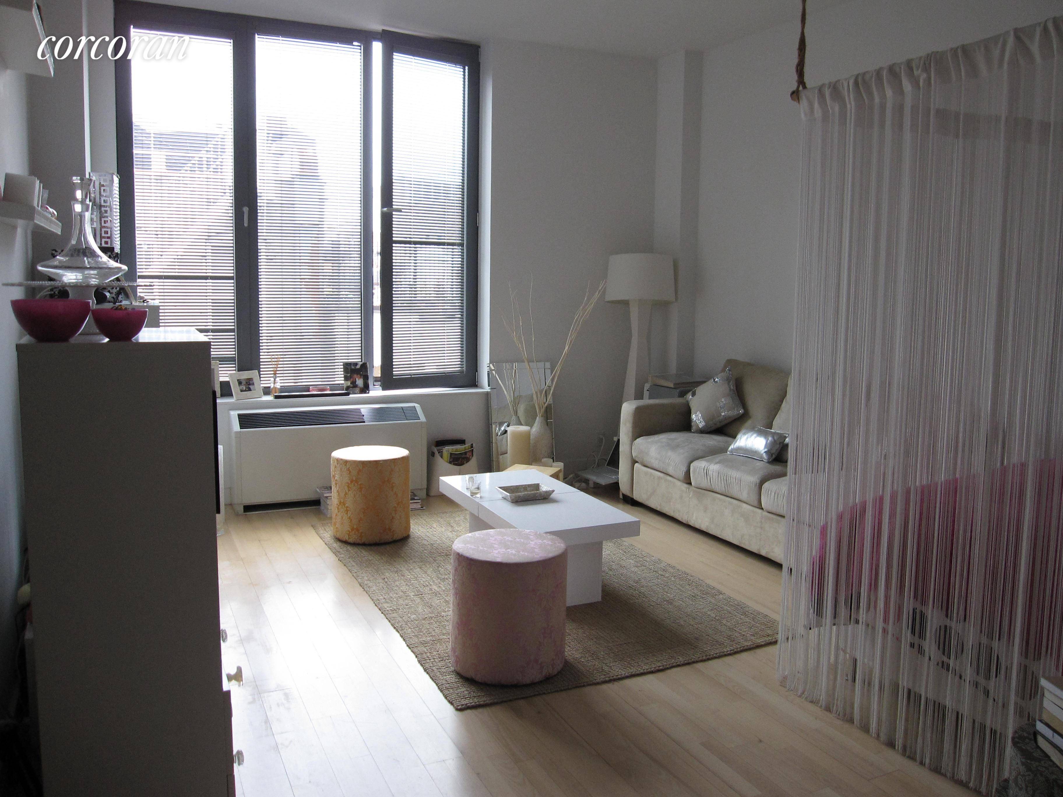 Located in the heart of Soho, rarely available 7th floor large studio with high 10 ft.