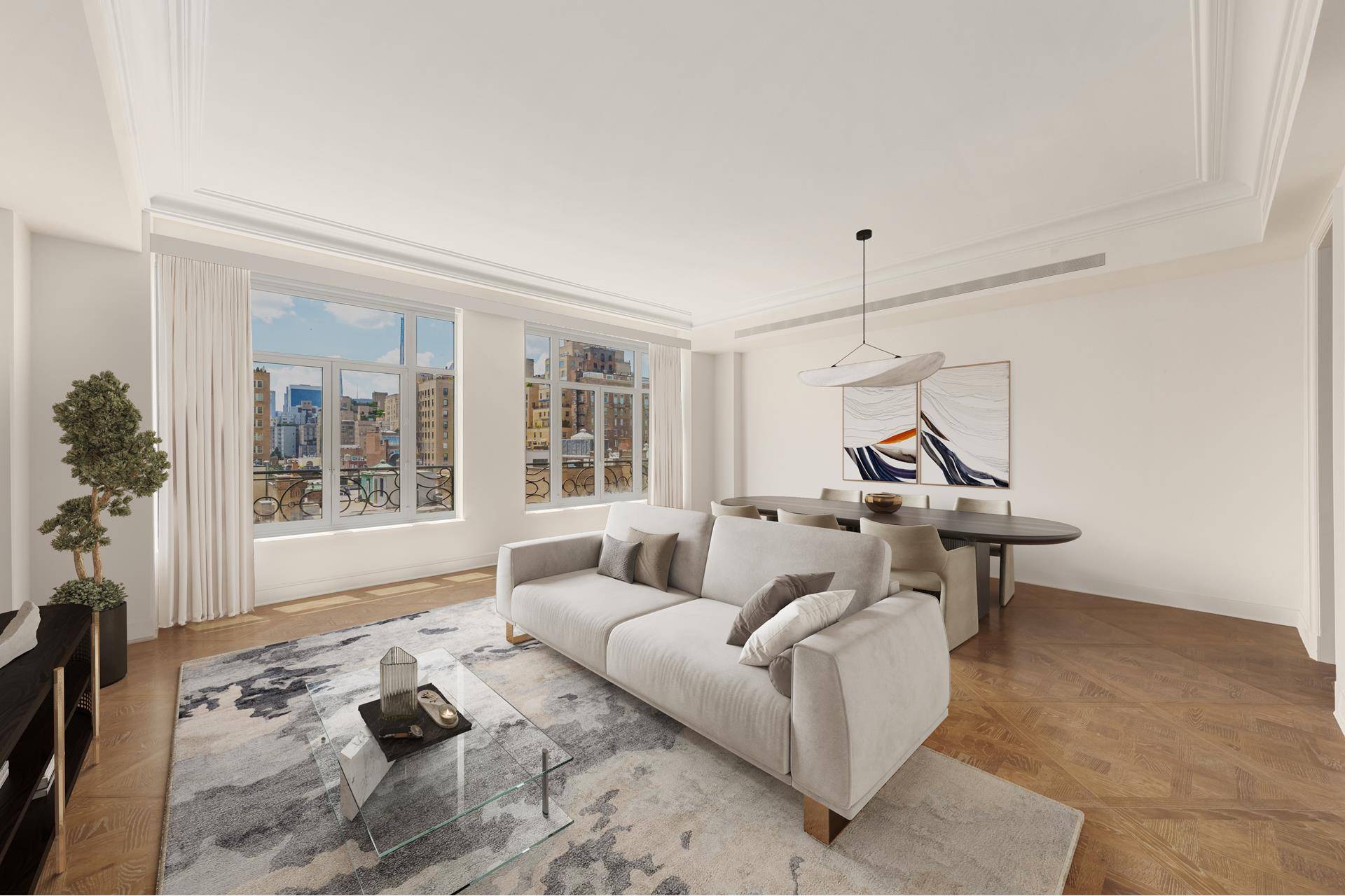 Meticulously appointed by Parisian design firm Cabinet Alberto Pinto, Duplex Residence 9 at 27 East 79th Street offers 5 bedrooms, 5.