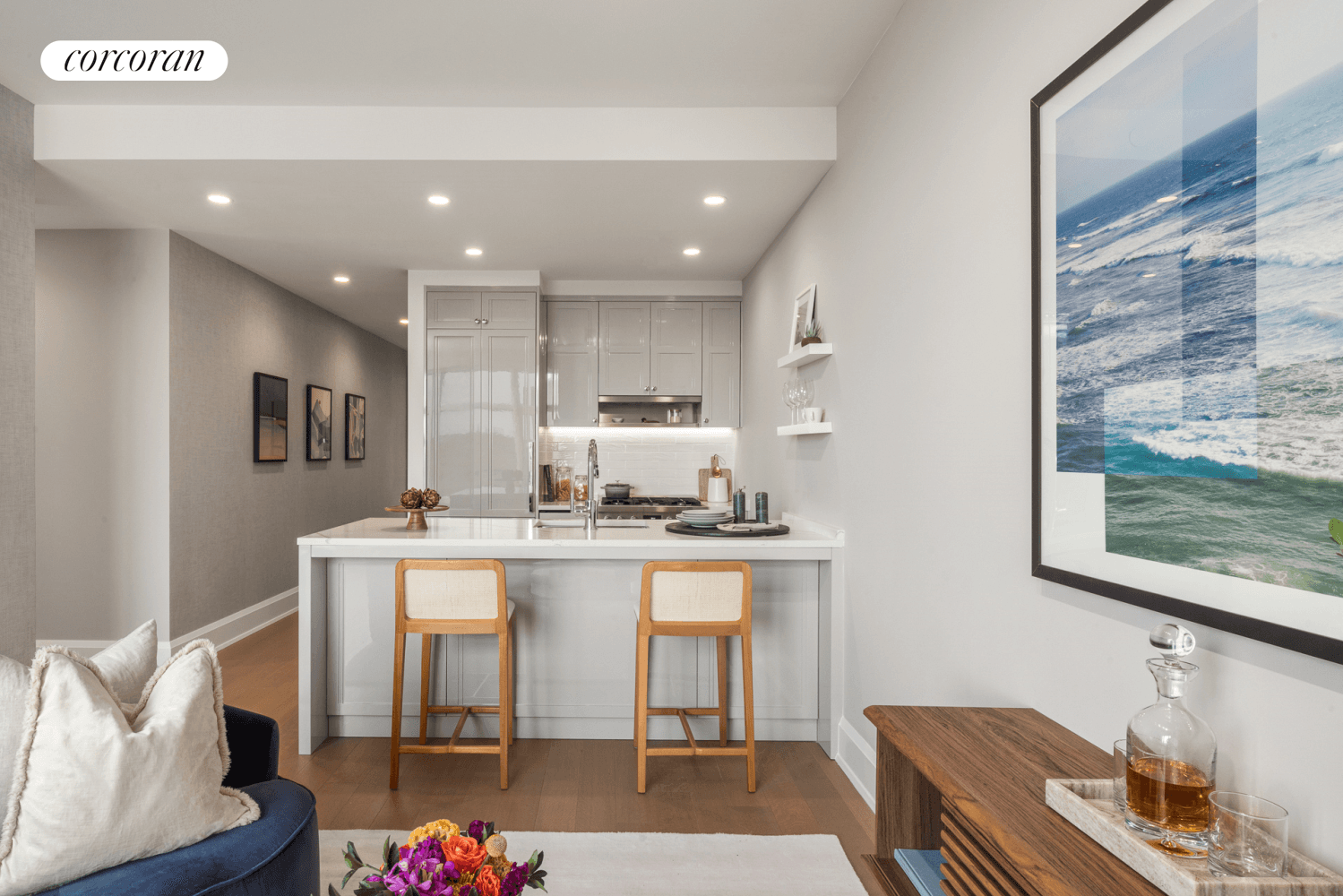 IMMEDIATE OCCUPANCY Facing north and east with views over Sakura Park, Riverside Park, Grant's Tomb, and the George Washington Bridge, 16E, a corner two bedroom, two bathroom home includes a ...