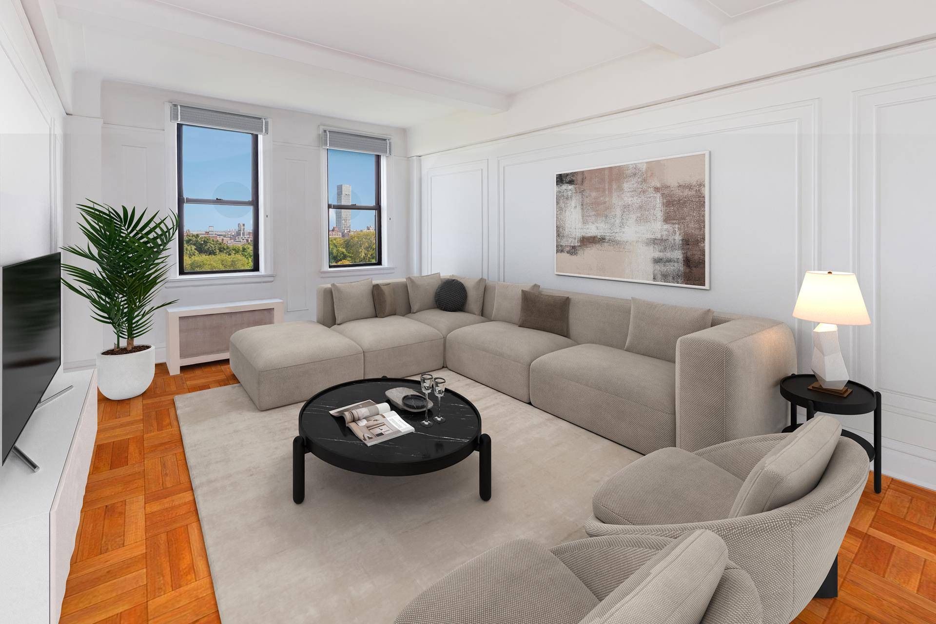 Immerse yourself in this ultra bright 2 bedroom, 2 bathroom residence at 467 Central Park West.