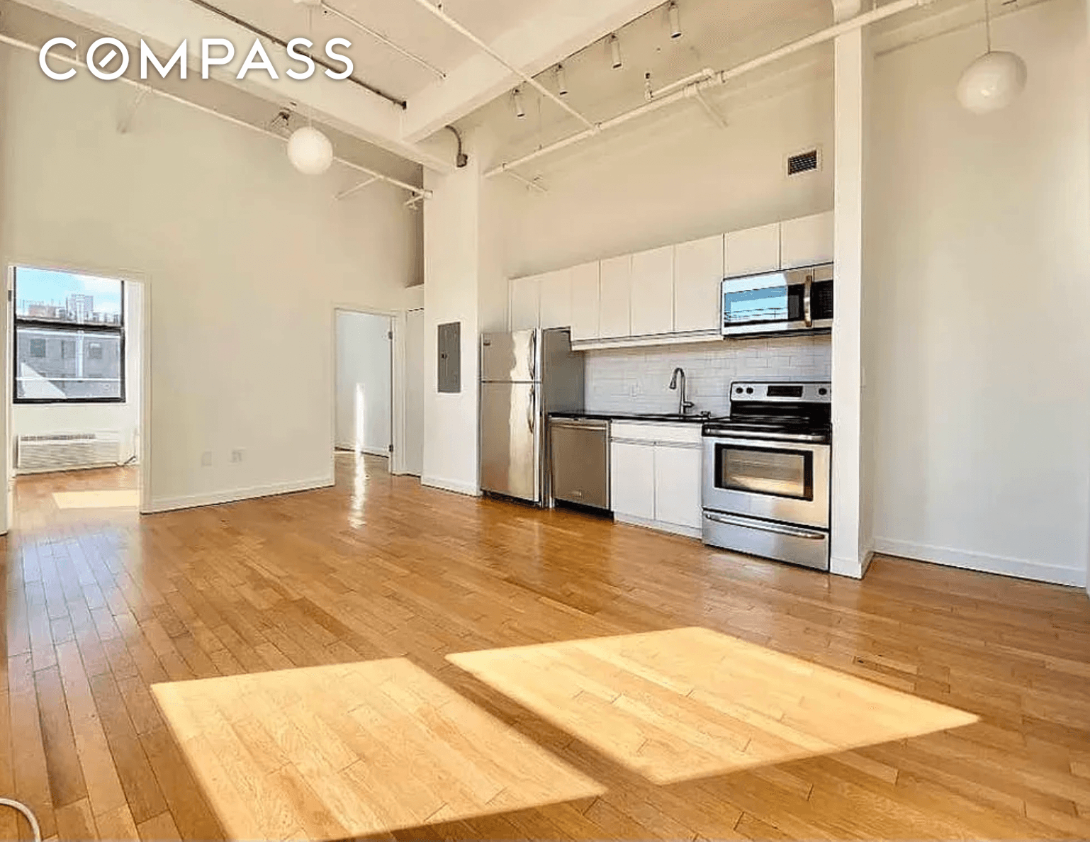 3 Bedroom 1 Bathroom apartment with 14 ceilings, large windows that provide natural light in this airy unit.