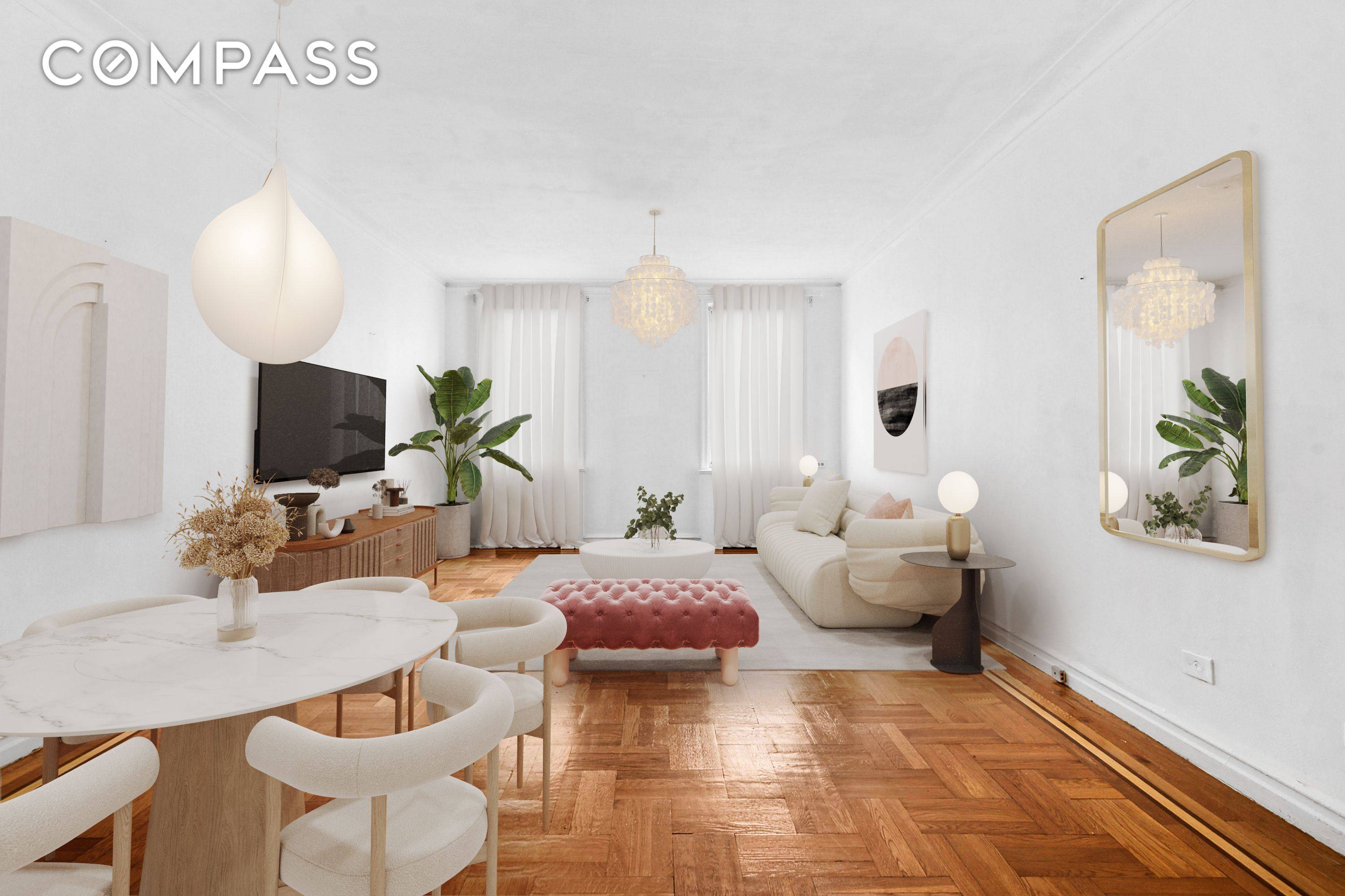 SPONSOR UNIT No Board Approval Needed Charming Sunnyside Retreat Spacious 1BD 1BA Just One Block from Sunnyside Gardens Historic District with On Site Gym, Bike Storage, and Easy Access to ...