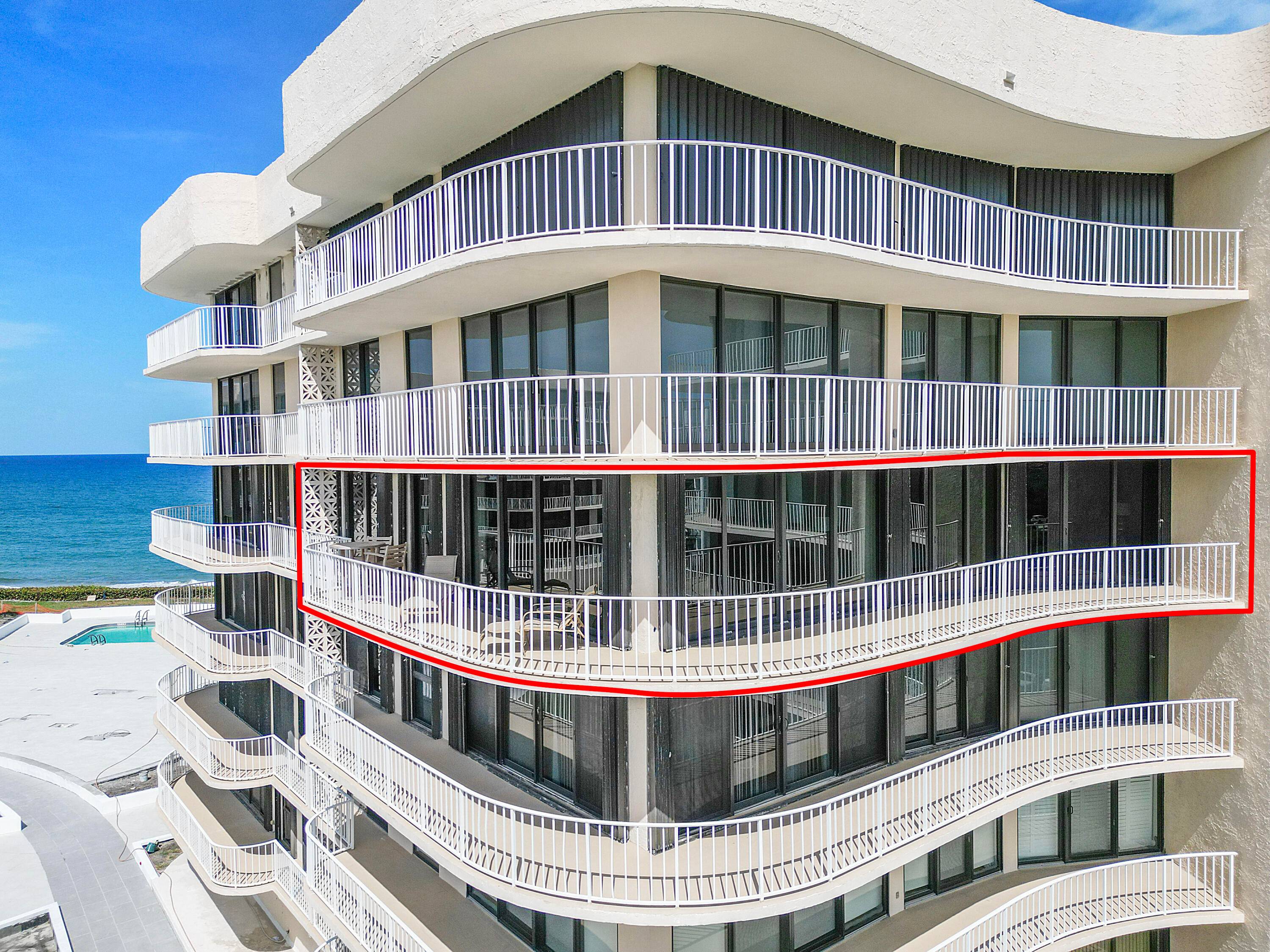 Fully furnished seasonal rental with panoramic views of the intracoastal and ocean with a wrap around private balcony.