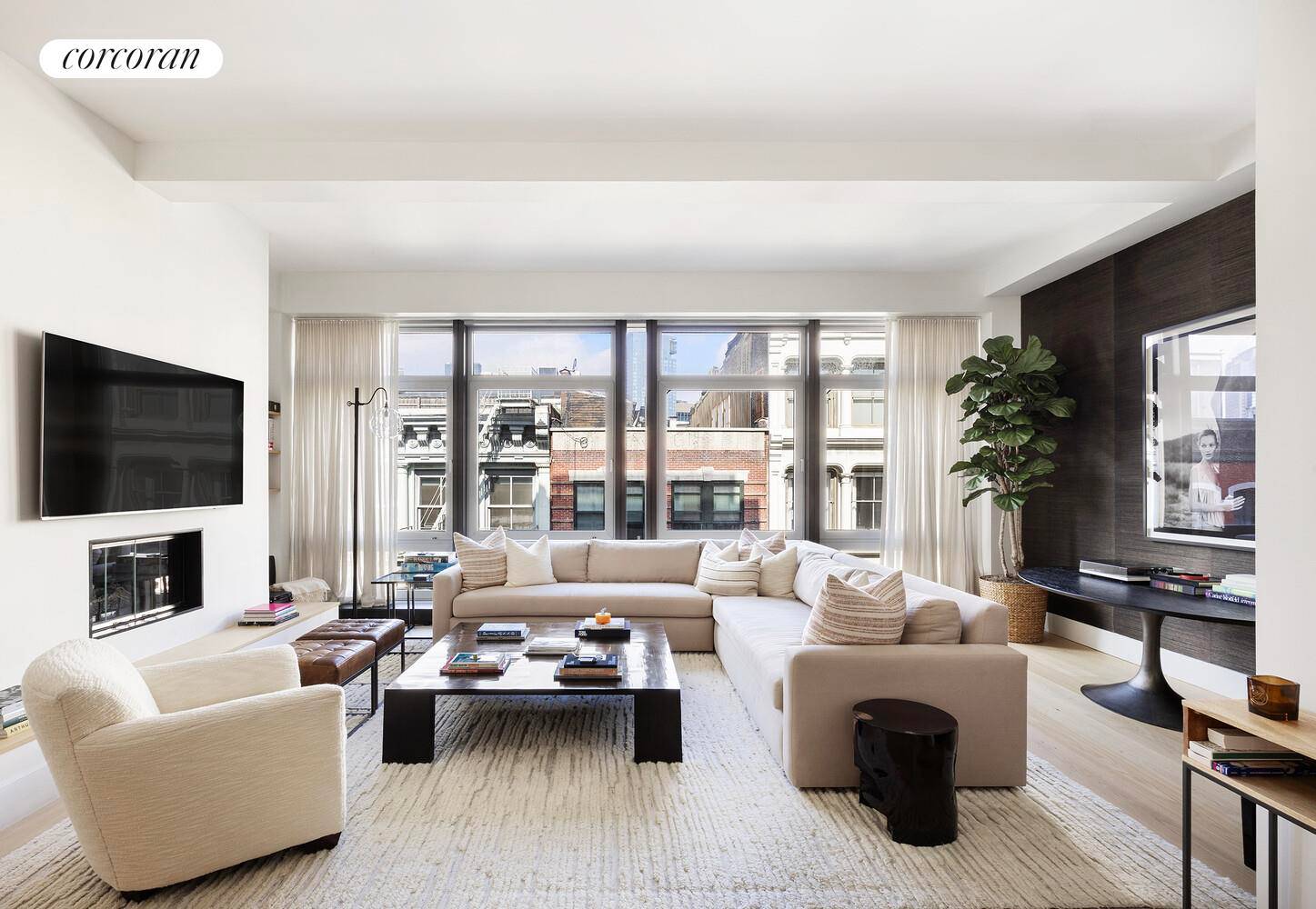 Set on a high floor of 72 Mercer Street, this spacious two bedroom, two and a half bath home offers soaring 11 foot ceilings with beautiful western and eastern light, ...