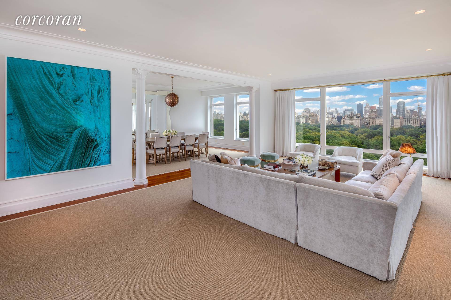 Perfectly located on the 15th Floor in the exclusive House section of 15 Central Park West, this spectacular sun flooded Robert A.