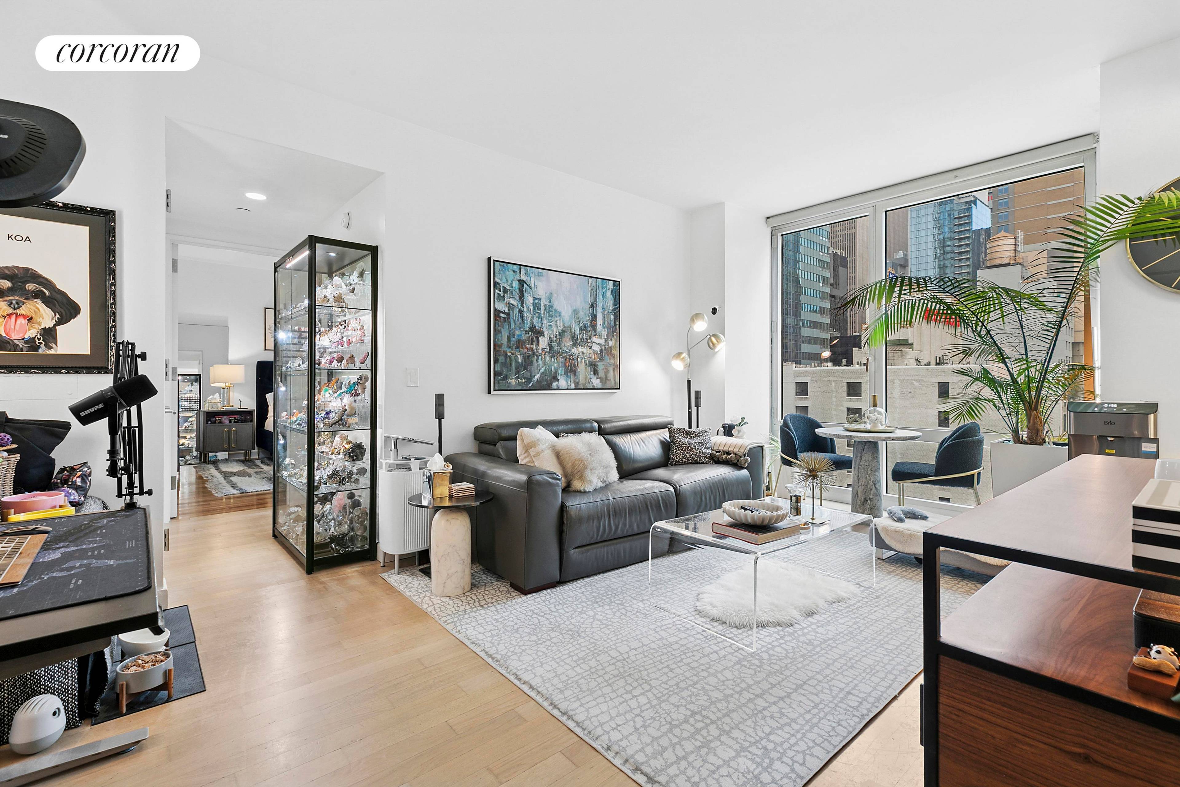 Residence 2005 at 247 West 46th Street, The Platinum Condominium, is a luxury spacious and bright one bedroom apartment with central air conditioned, Thermador appliances and Washer and Dryer.