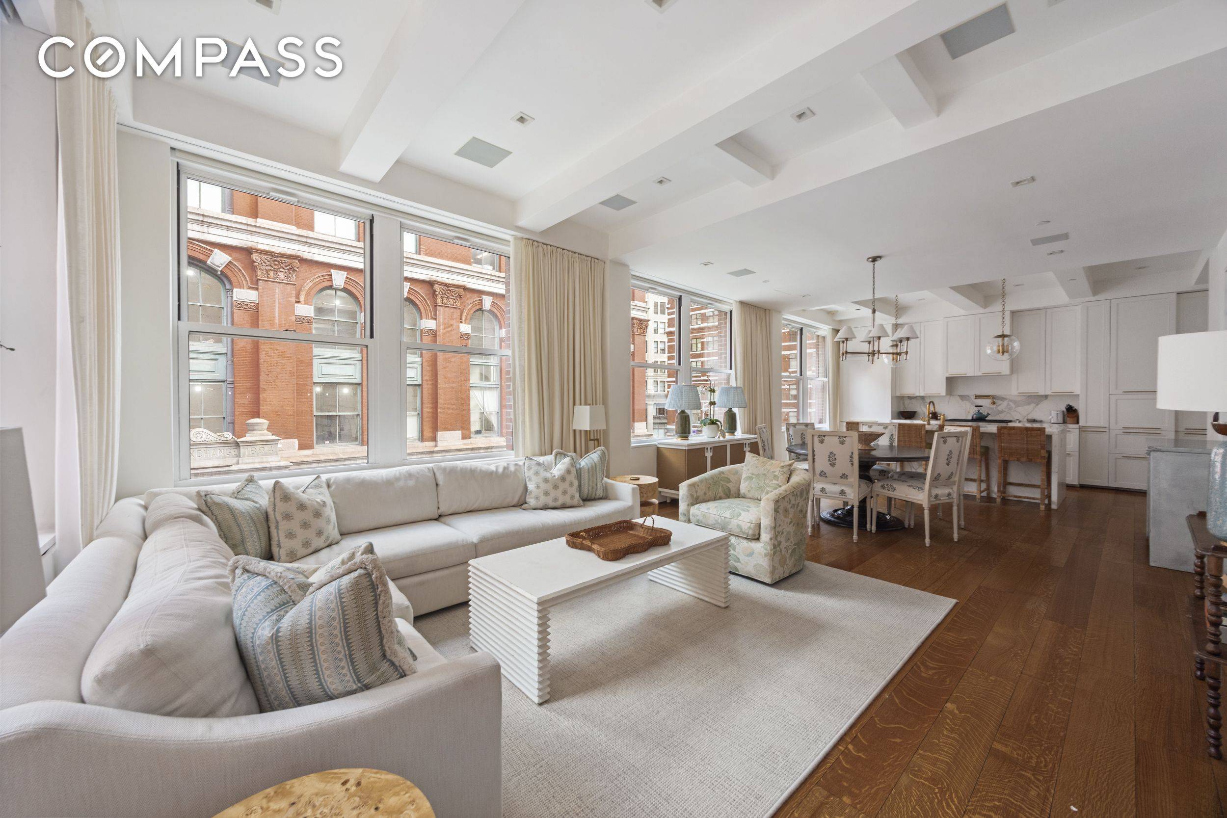 Set in a boutique condominium on an iconic cobblestone Tribeca block, this full floor three bedroom, two bathroom loft offers spacious proportions, thoughtful updates, and abundant natural light.