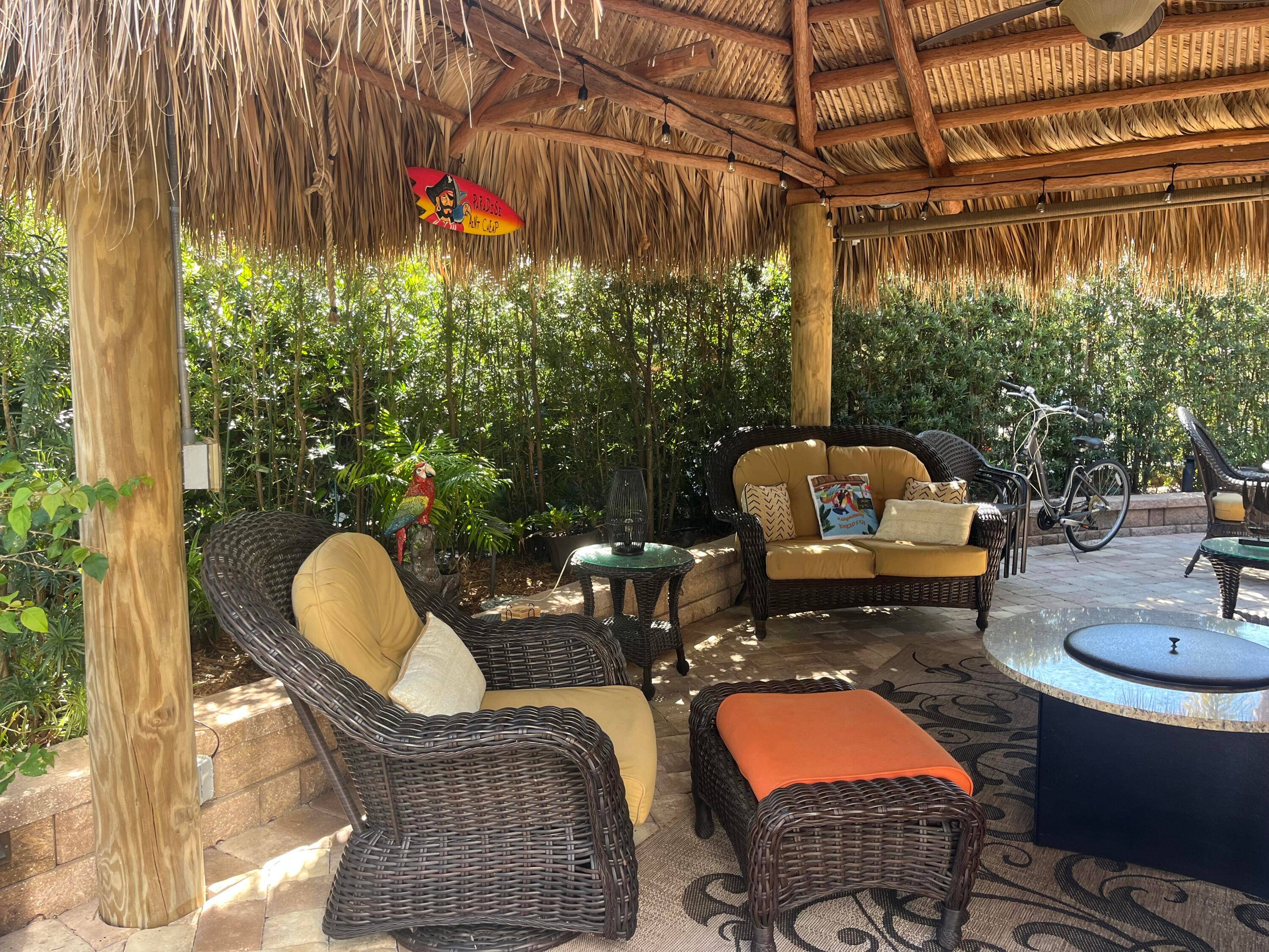 Beautiful mature landscaped lot in very private setting, Granite countertops and sink with cabinets, very nice bar to have drinks and enjoy the outdoor life, all new furnishings stay, new ...