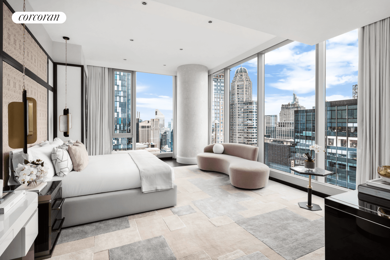 This three bedroom, three and one half bathroom residence at Central Park Tower offers gracious living enhanced by quintessential Central Park views from an elevation over 640 feet.