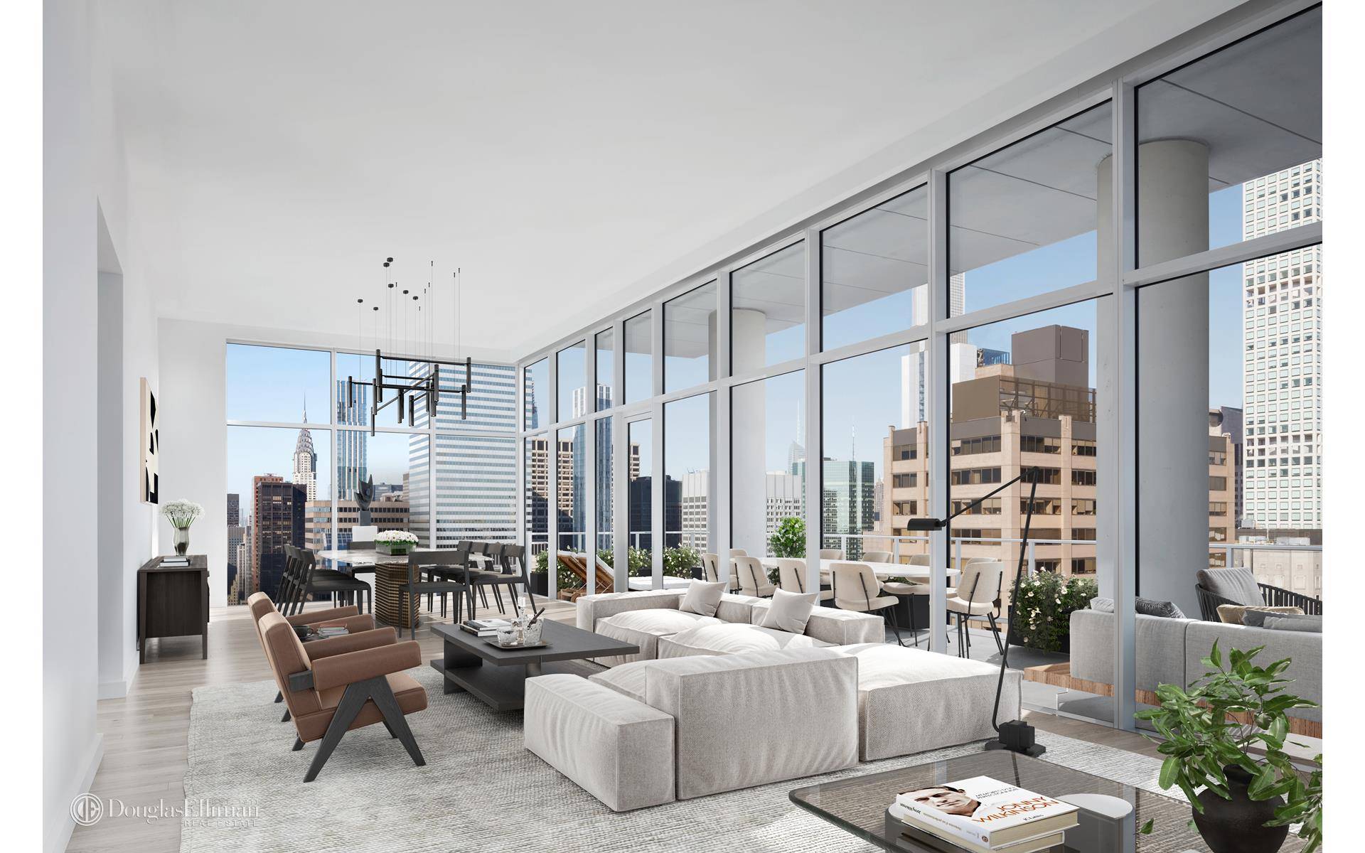 Introducing Penthouse 33, an unparalleled, three bedroom, three and a half bath full floor residence with 14' finished ceilings, gas fireplace, and 148 linear feet of continuous terrace with 360 ...