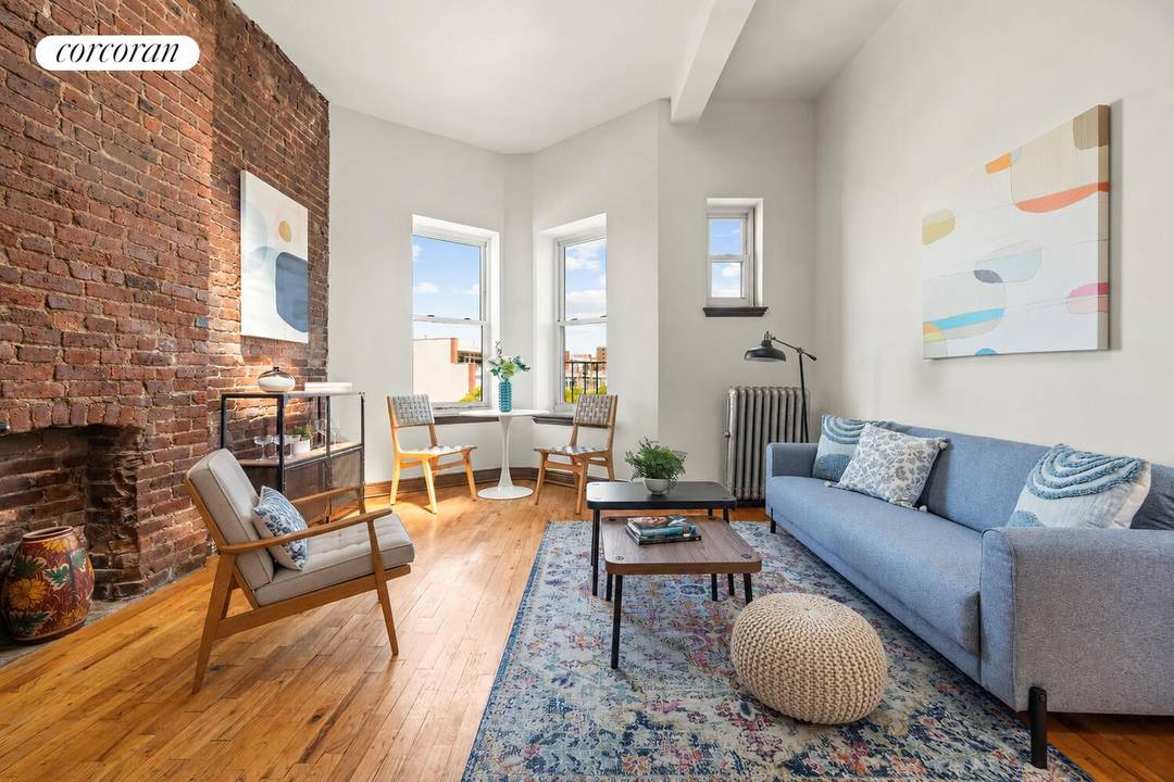 Perched atop a pre war four story pet friendly coop, this charming one bedroom apartment with deeded roof rights offers a rare blend of historic character and modern comfort on ...