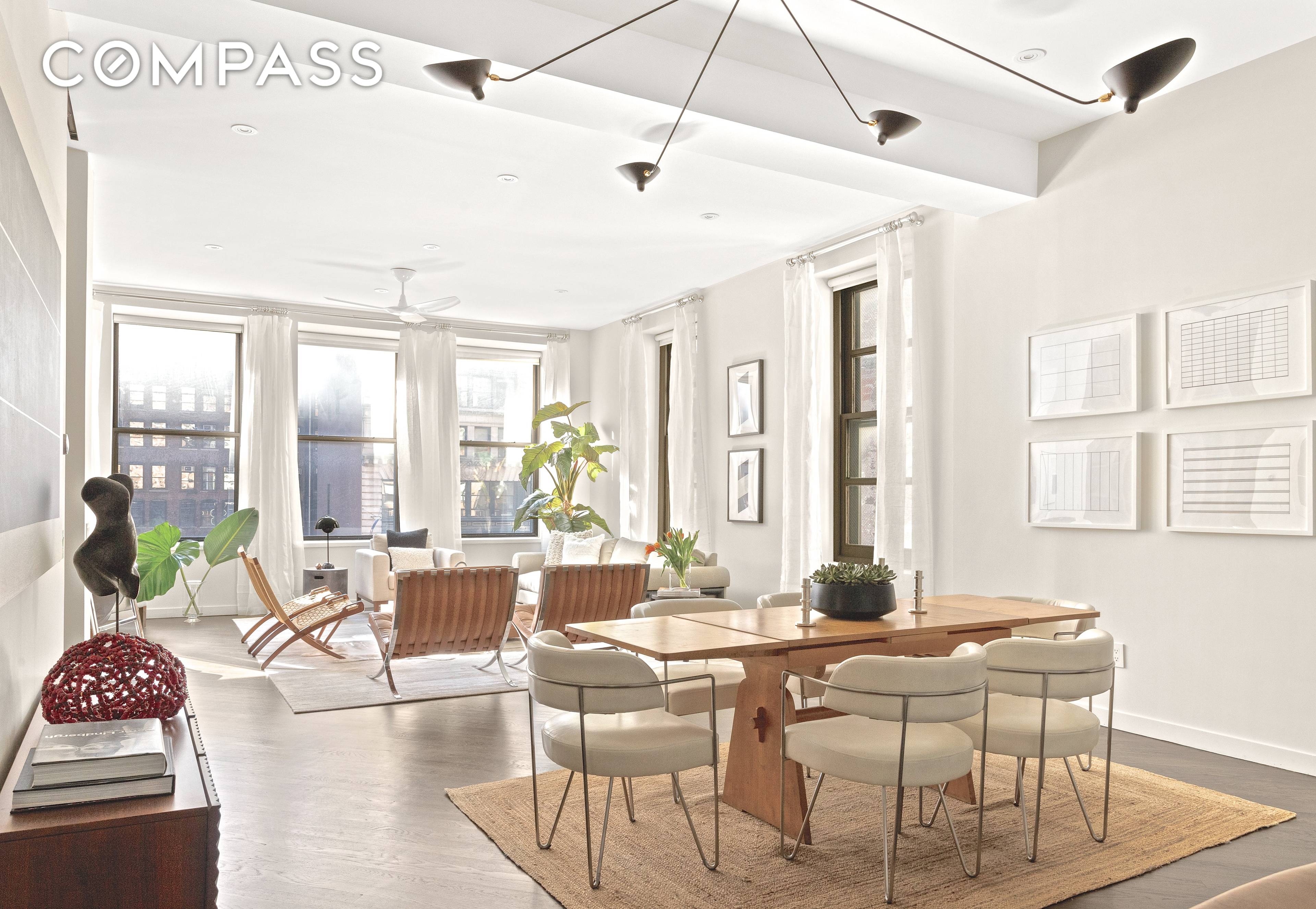 Rare opportunity to experience a superior quintessential New York loft permeated with gorgeous light from 3 exposures and renovated to perfection.