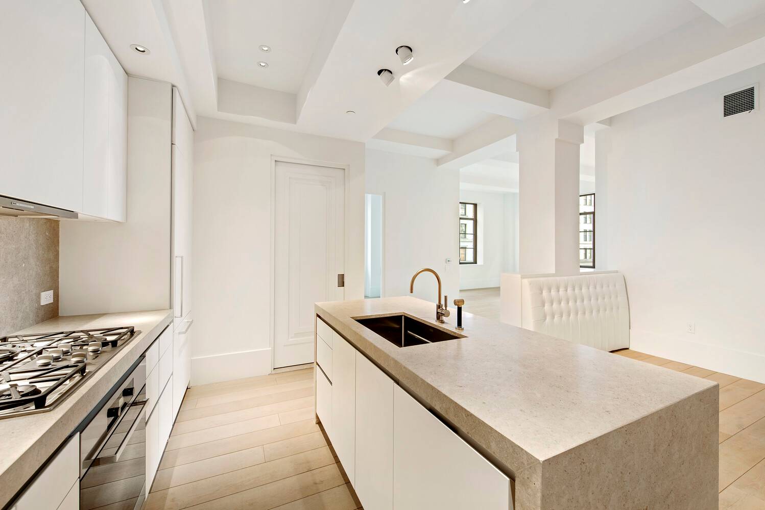 New to the market ! This stunning corner two bedroom, two and a half bath residence offers soaring high ceilings and coveted south and east exposures.