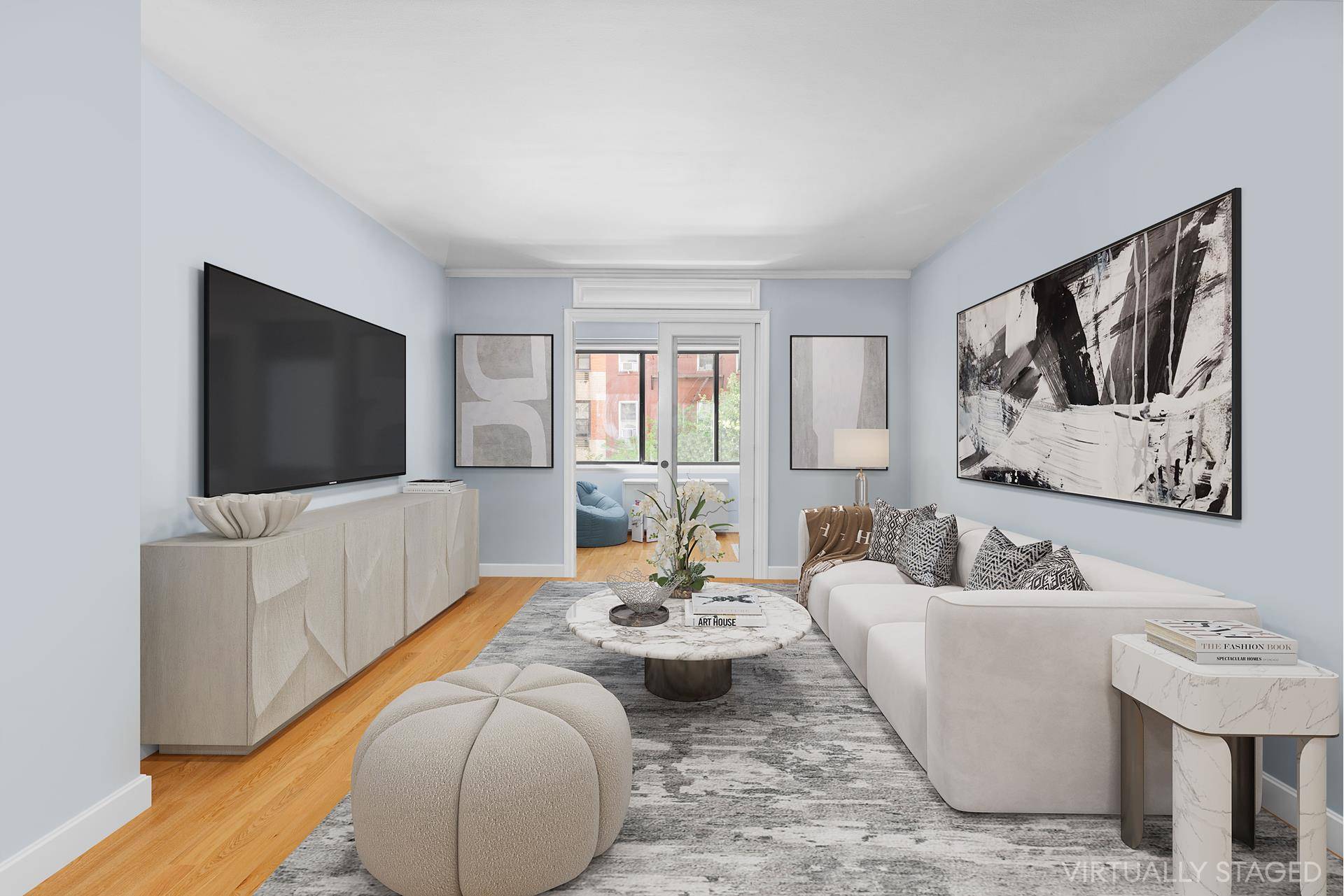 4G was originally configured as a 1 bedroom, but the oversized living dining room has been converted to accommodate a 2nd bedroom nursery home office.
