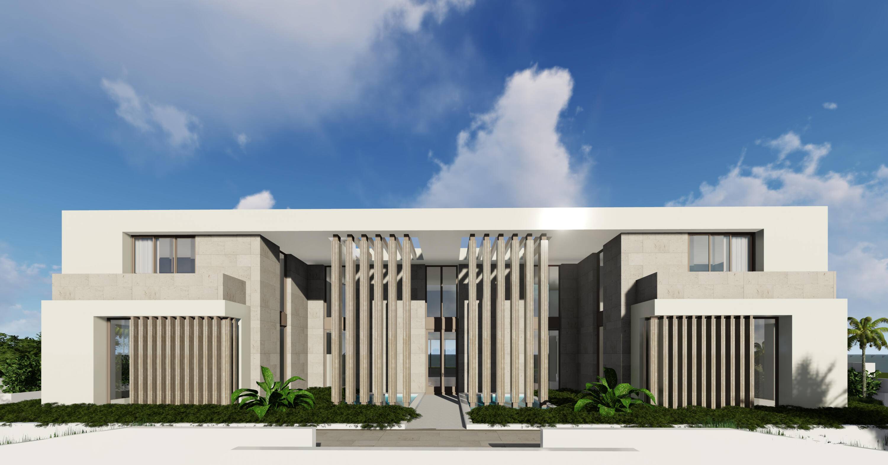 Brand New Museum Modern Ocean to Intracoastal estate in Manalapan Beach sited on 1.
