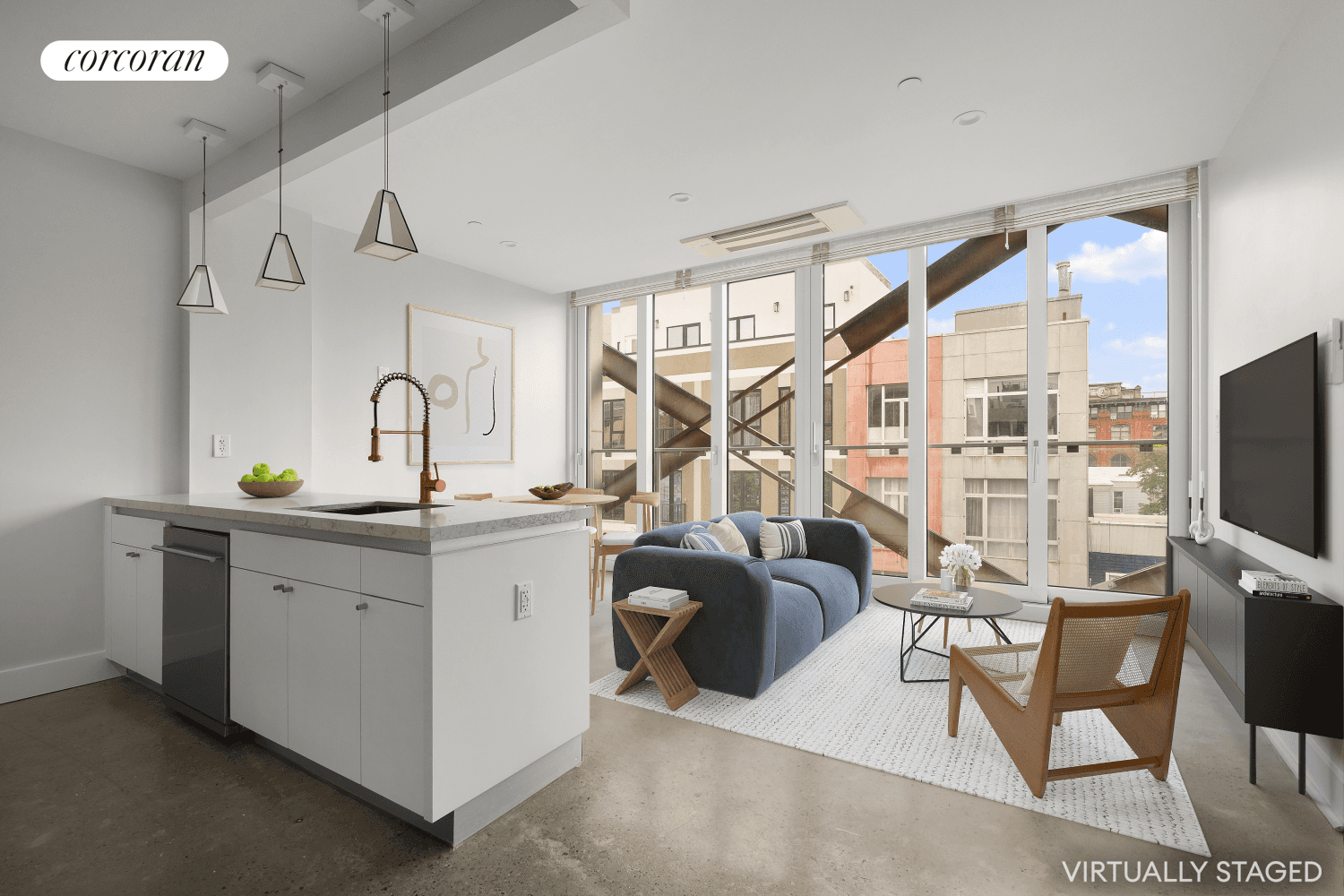 Welcome to Apartment 4F at The Melrose a sun filled 1 bedroom, 1 bathroom condo that perfectly balances industrial cool with elevated finishes.