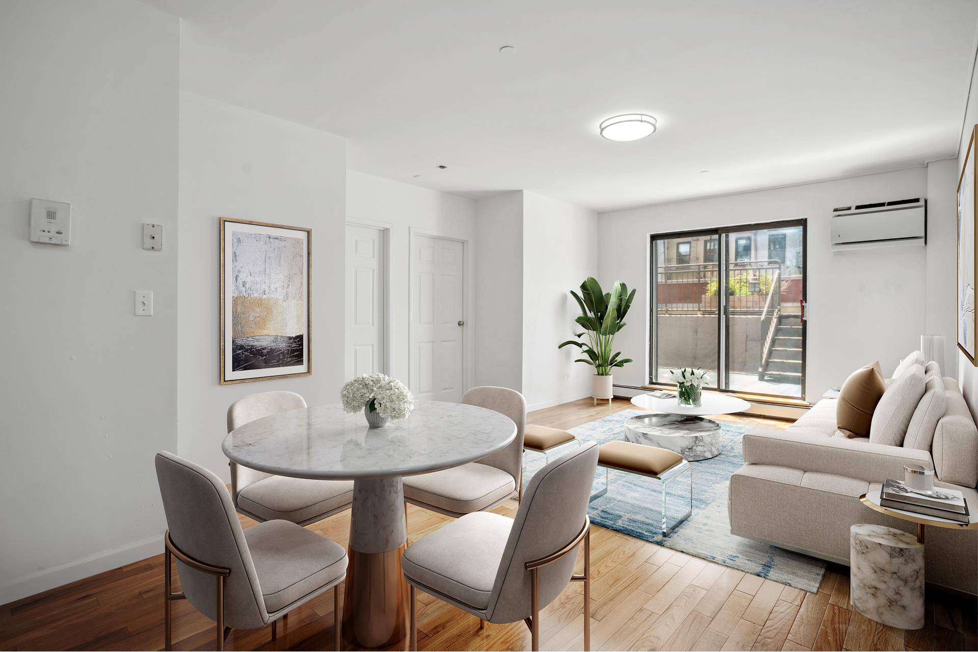 Residence 2E is an efficient 2 bedroom home with a PRIVATE patio and balcony.