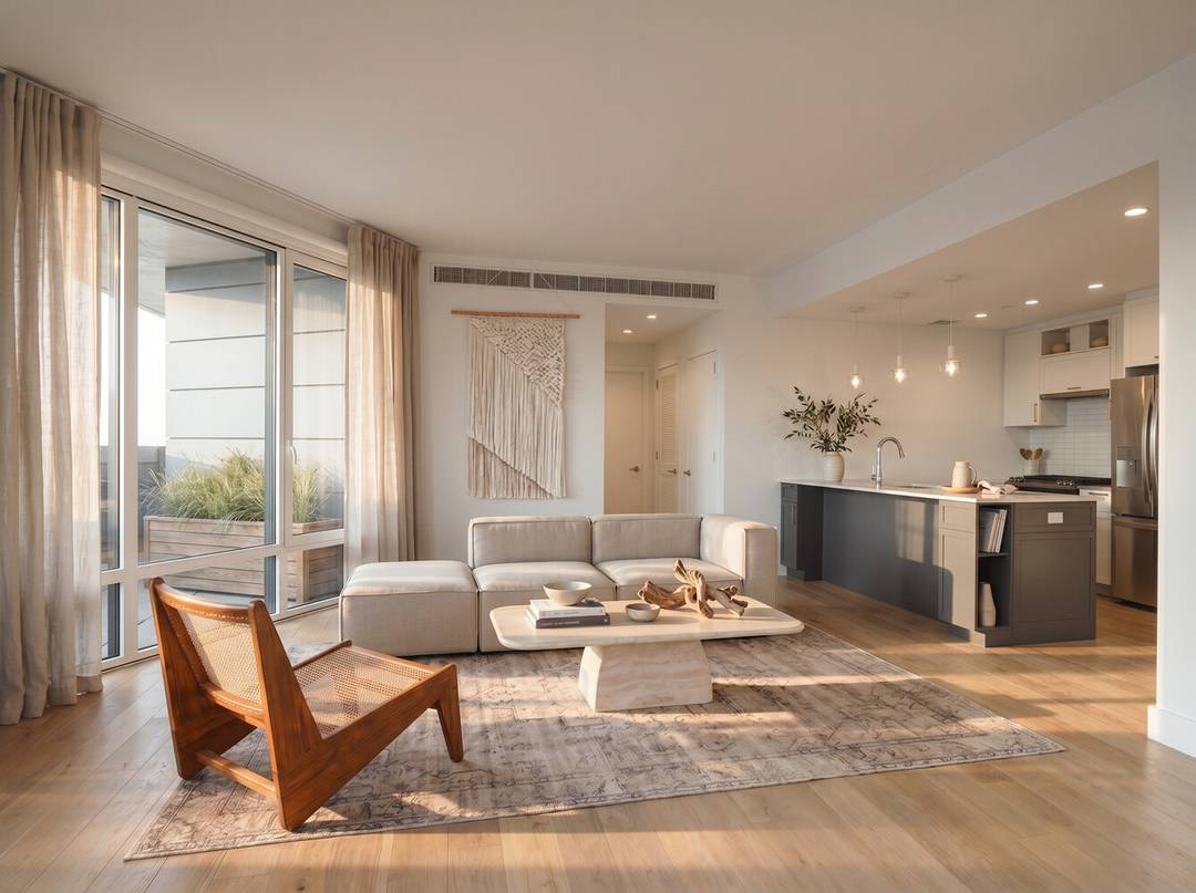 Spacious and filled with natural light, this beautifully appointed two bedroom, two bathroom eastern facing condominium offers a refined coastal elegance rarely found in the Rockaways.