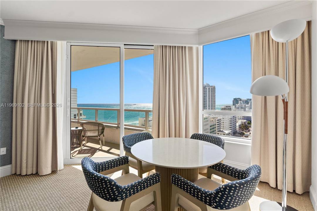 Enjoy beautiful views of the ocean, bay, and city from this one bed two bath at the Fontainebleau II Tresor Resort.