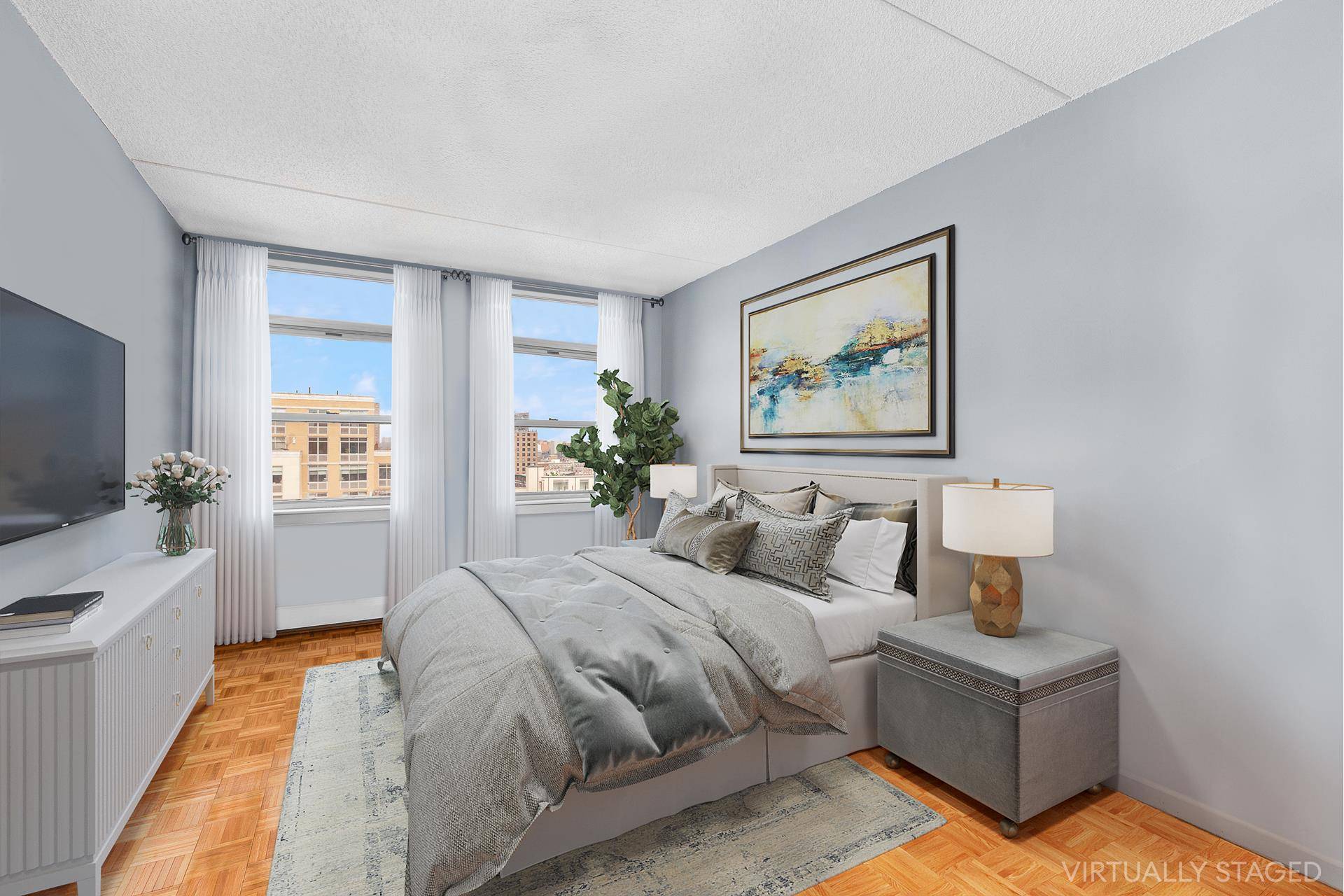 Located in Central Harlem, unit 1107 at The Sutton features two bedrooms and two bathrooms spread out over 953 square feet with an incredible semi open floor plan.