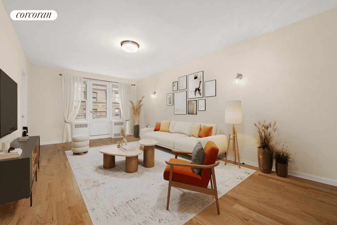 Spacious 2 bedroom apartment with private balcony on the 3rd floor os this established doorman coop in Forest Hills.