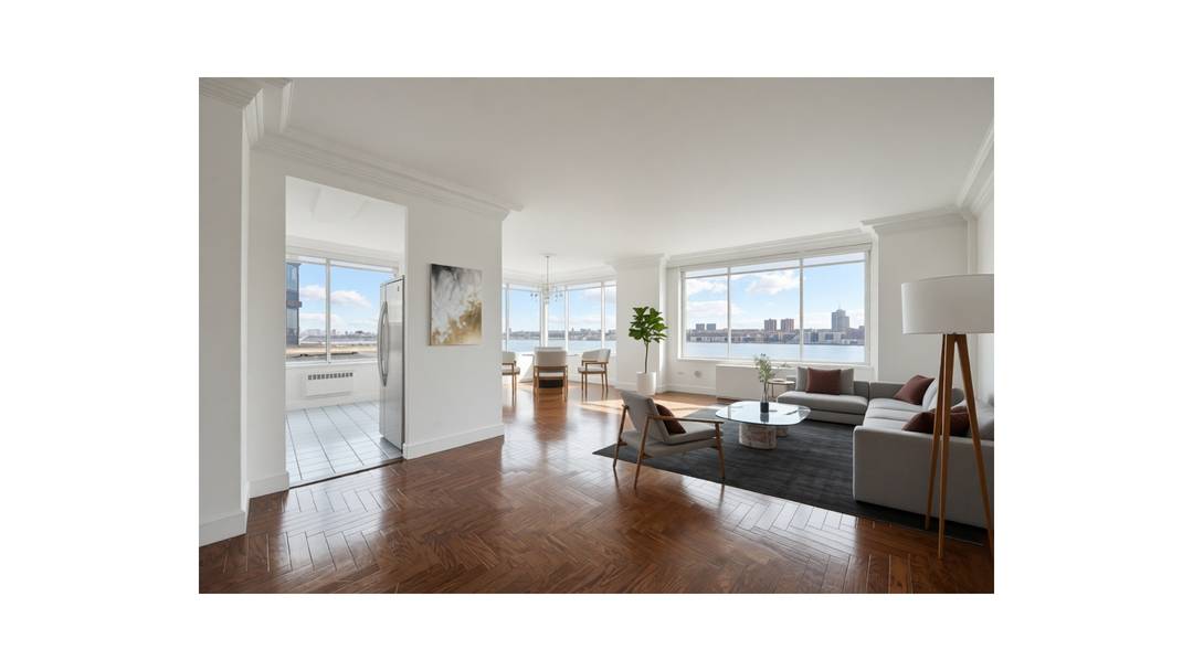 Rarely available, this expansive corner three bedroom, three bathroom residence with a dedicated dining area is now offered for rent at the highly sought after 200 Riverside Boulevard.