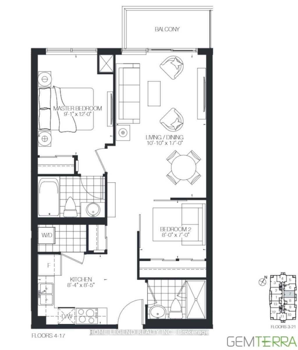 East South View W Two Bedrooms 2 Full Bathroom, 695 Sq.