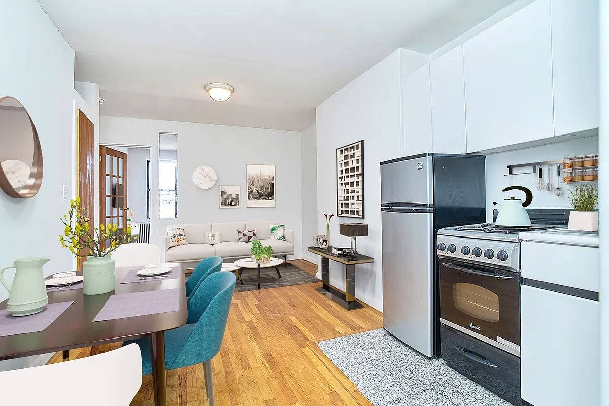 Apartment Features One Larger and one smaller bedroom Two Closets Throughout Washer Dryer in building Glass enclosed rainfall shower for a complete spa like retreat Living room that accommodates a ...