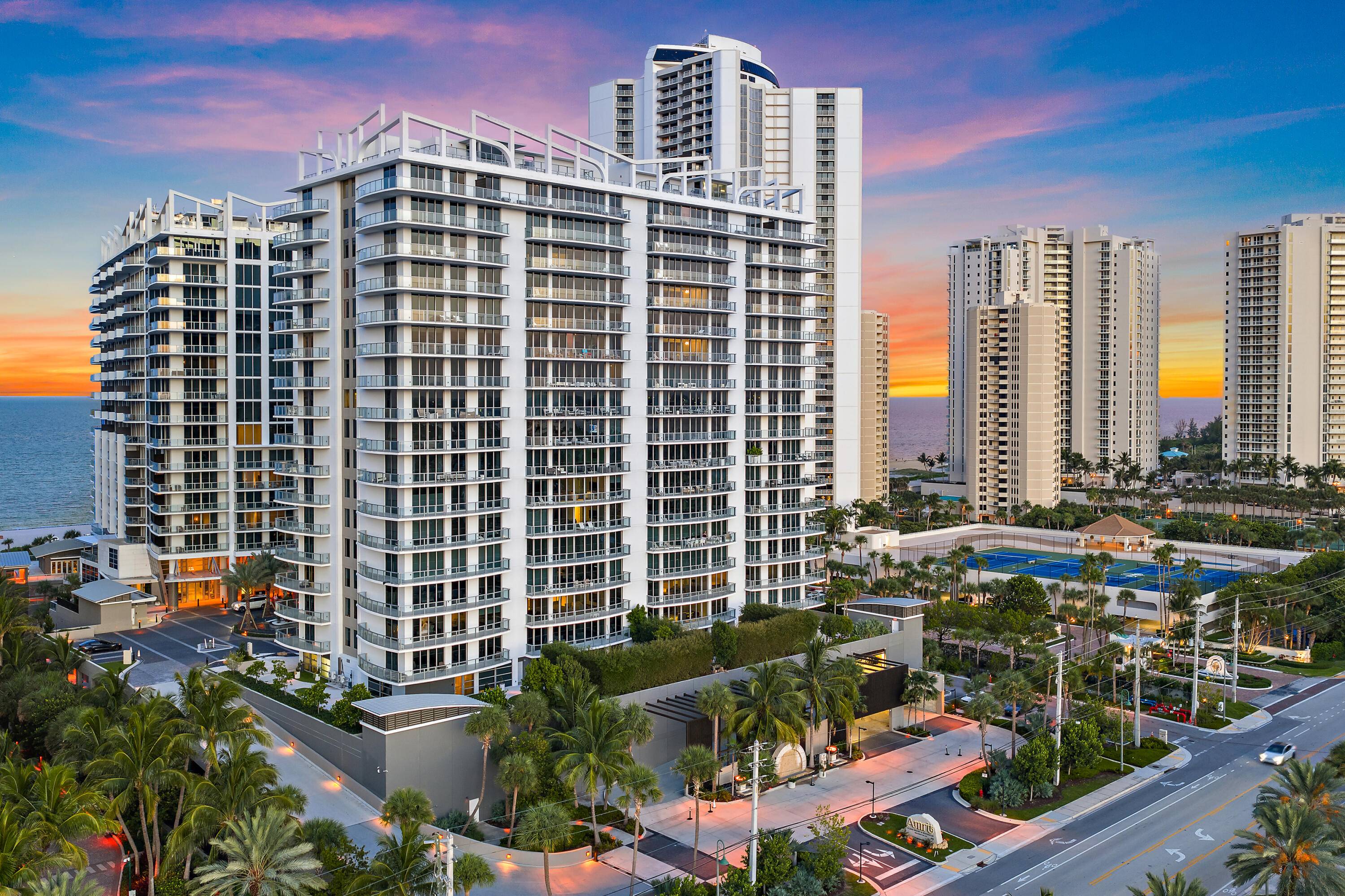 Elevated 17th floor oceanfront residence offering panoramic southeast views of the Atlantic and Intracoastal, located in the prestigious Amrit Ocean Resort Residences.