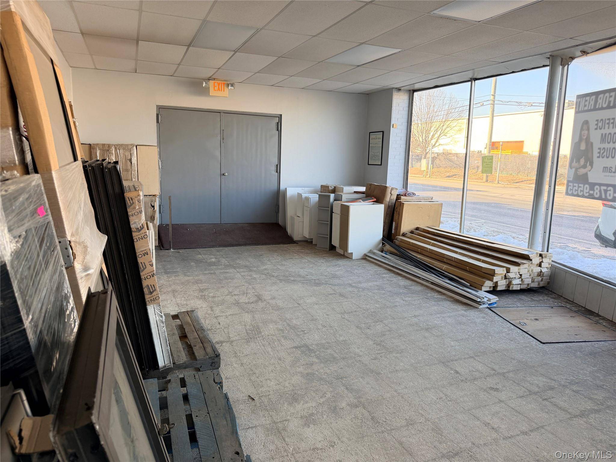 First floor 3, 000 SF showroom storage space available immediately, located directly across from Home Depot in a high traffic, central Hempstead location near public transportation and shops.