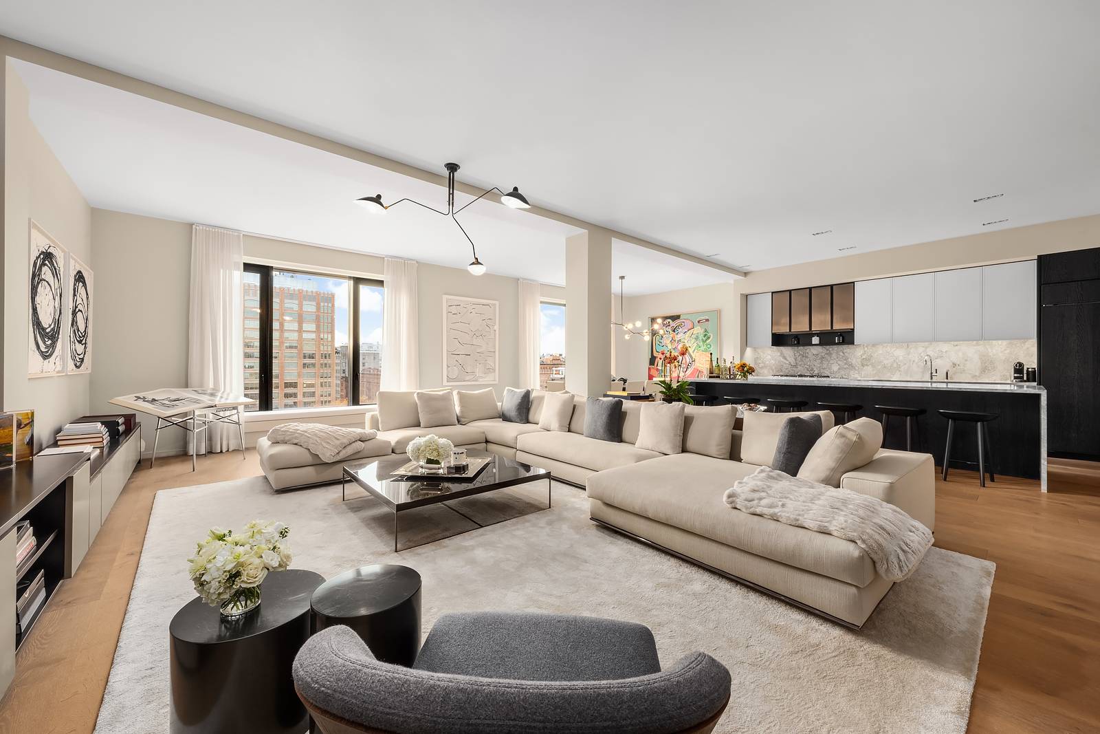 A stunning home ideally located on a quiet Tribeca block, Residence 8A at 11 Beach Street is a sprawling 3, 844 sq.