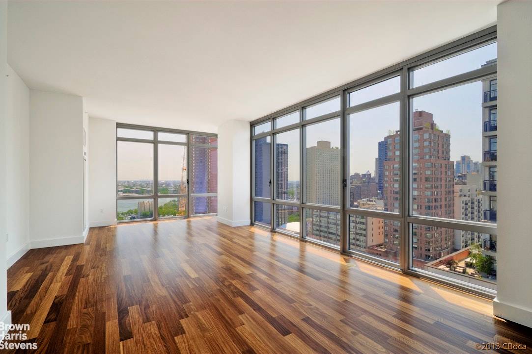 Apartment 19C is a stunning 2 bedroom, 2 bathroom residence with south and east exposures, open city and river views.